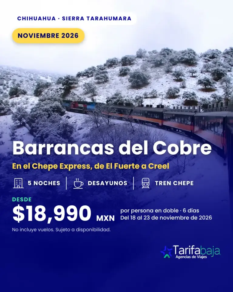 Flyer de Barrancas del Cobre en el Chepe Express