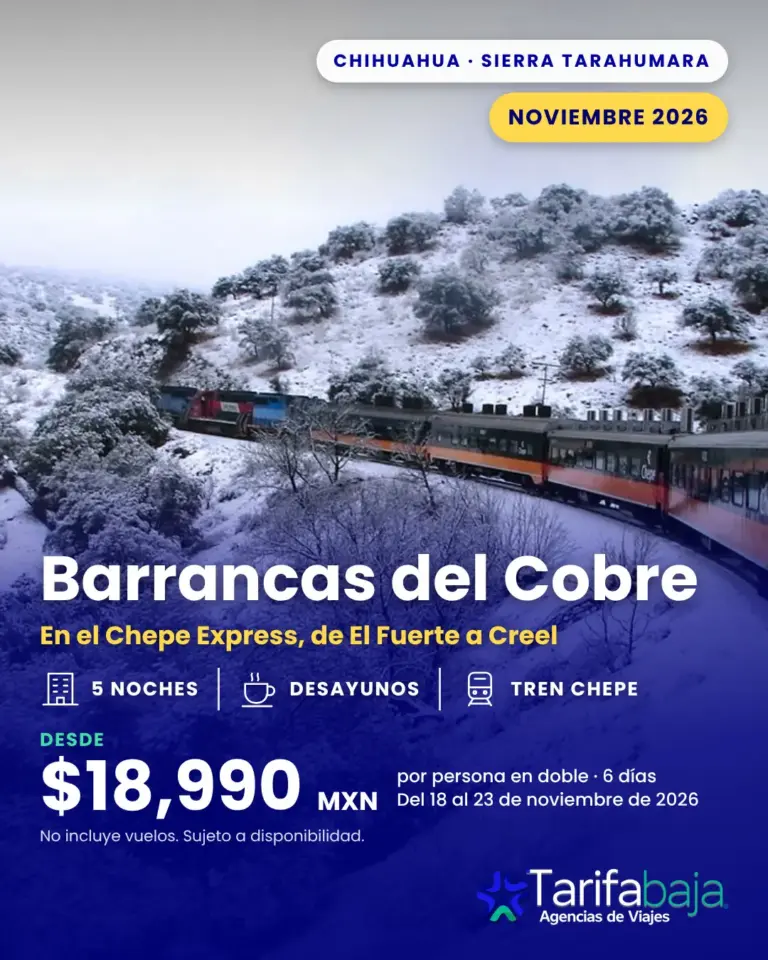 Flyer de Barrancas del Cobre en el Chepe Express