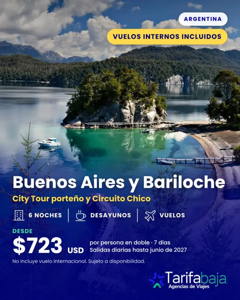 Flyer de Buenos Aires y Bariloche con vuelos internos