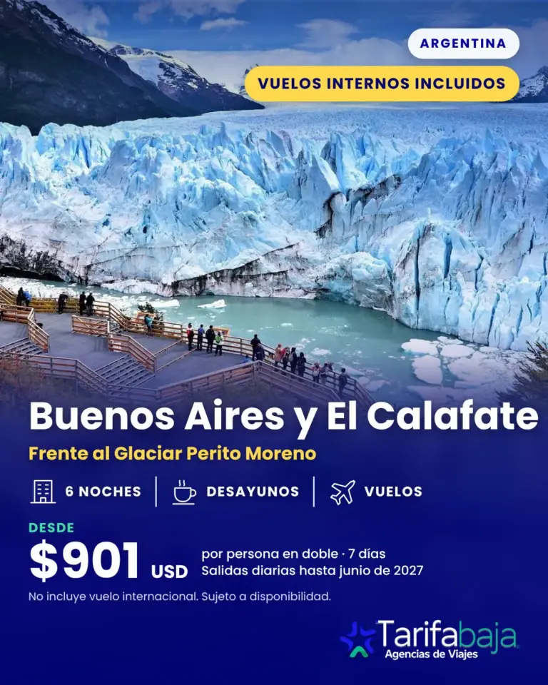 Flyer de Buenos Aires y El Calafate con vuelos internos