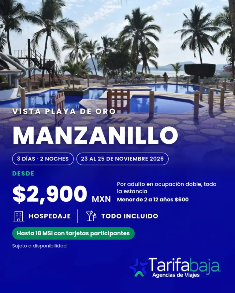 Flyer for Manzanillo · Hotel Vista Playa de Oro todo incluido